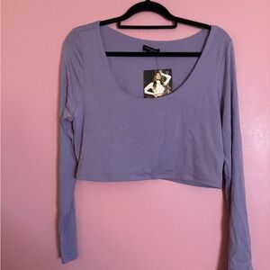 Naked Wardrobe Light Purple Long Sleeve Crop Top